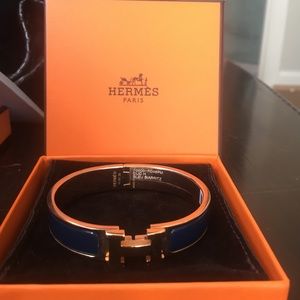 Hermès H bracelet - rose gold, blue